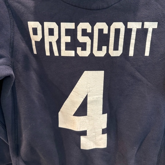 NFL Dallas Cowboys Football Hoodie, Navy Blue, Prescott #4- size Boys M (8-10) - Picture 4 of 6